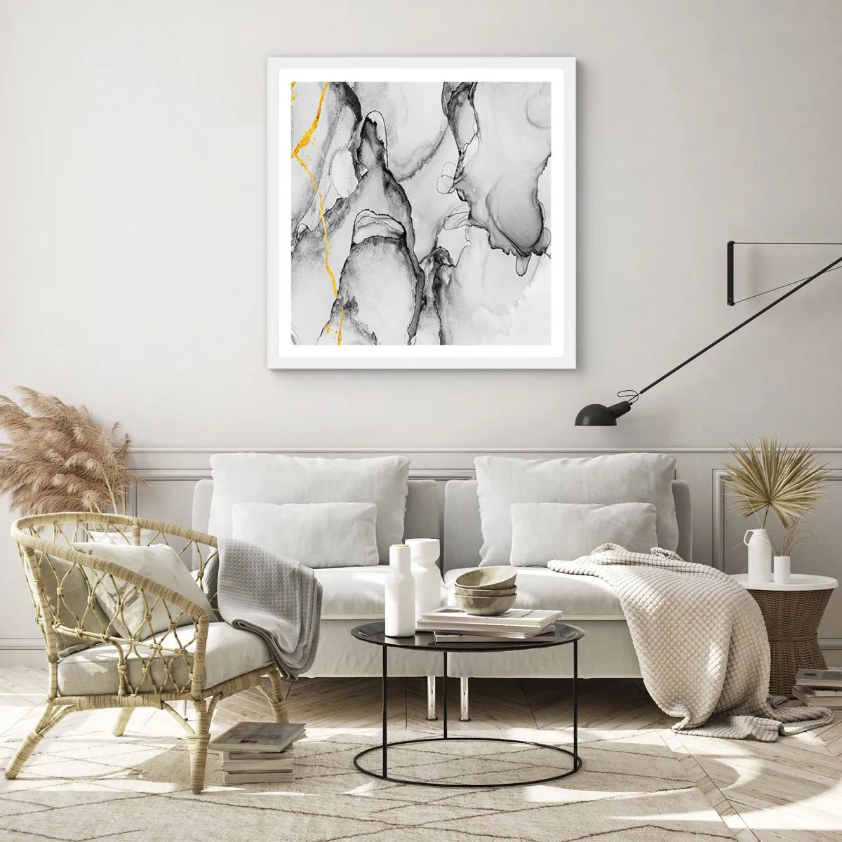 Plakat w białej ramie - Kompozycja z motywem złota - 40x40 cm