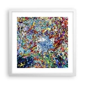 Plakat w białej ramie - Witraż kroplisty - 40x40 cm