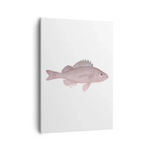 Obraz na płótnie - Minimalistyczna grafika ryby wielkookiej na jasnym tle - 50x70cm - Ryba wielkooka - Nowoczesna dekoracja ścienna do salonu, kuchni i sypialni ARTTOR