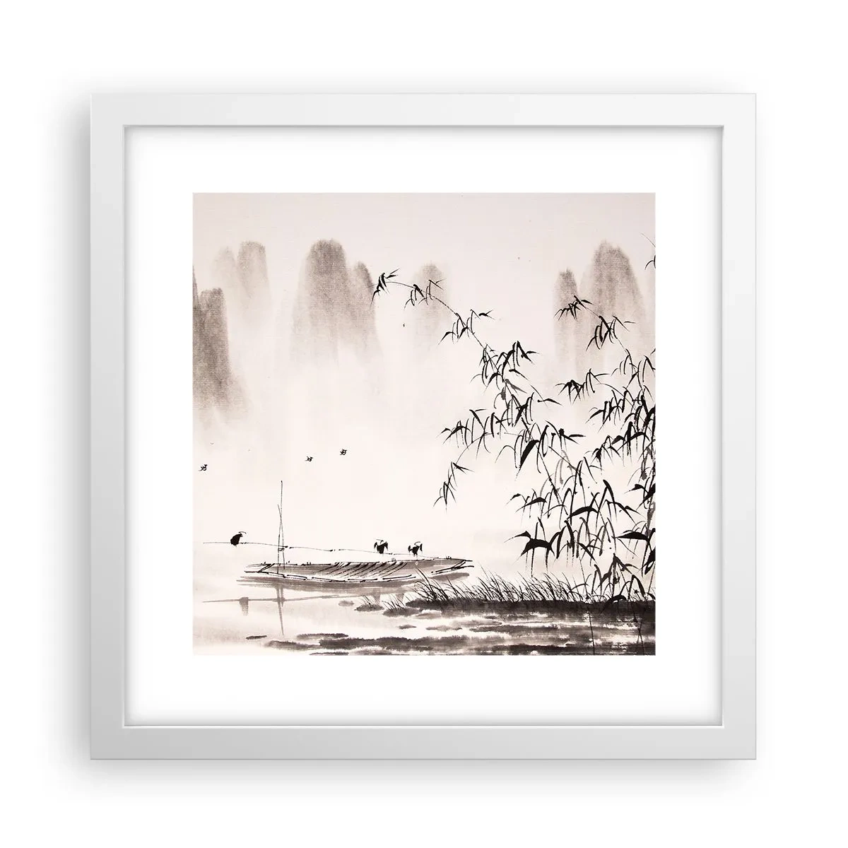 Plakat w białej ramie - Cisza ryżowych pól - 30x30 cm