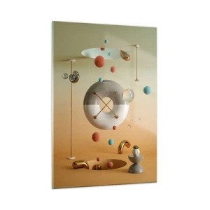 Obraz na szkle - Geometryczne figury w pastelowych barwach w abstrakcyjnej przestrzeni - 50x70cm - Wszystko się zdarzyć może - Nowoczesna dekoracja ścienna do salonu, kuchni i sypialni ARTTOR