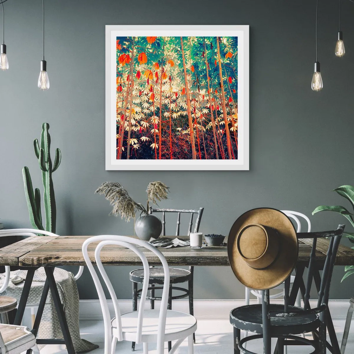 Plakat w białej ramie - Tajemne życie liści - 40x40 cm