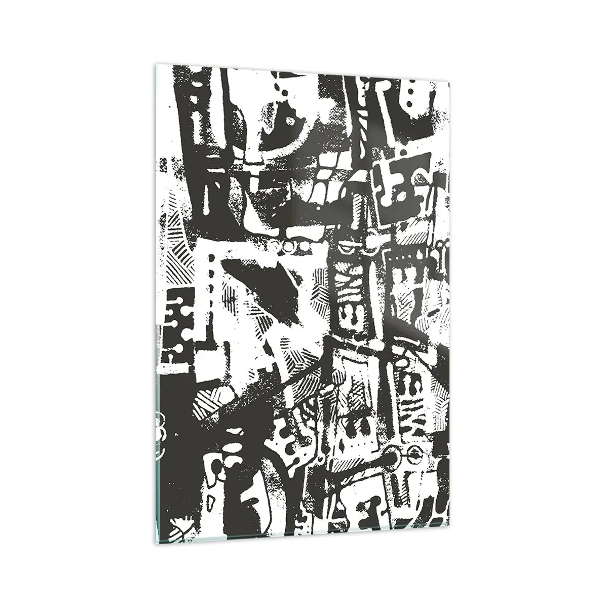 Obraz na szkle - Abstrakcyjny monochromatyczny wzór w stylu retro - 80x120cm - Porządek czy chaos? - Nowoczesna dekoracja ścienna do salonu i sypialni ARTTOR