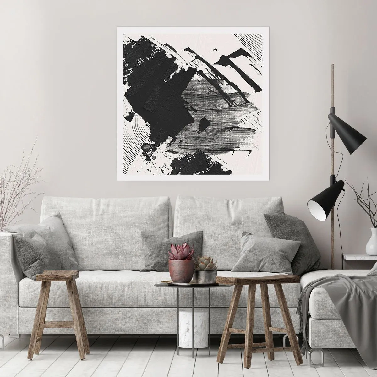 Plakat - Abstrakcja – ekspresja czerni - 60x60 cm