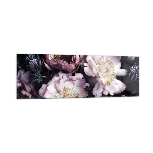 Obraz na szkle - Kwiaty w delikatnych pastelowych odcieniach - 160x50cm - Bukiet w dawnym stylu - Nowoczesna dekoracja ścienna do salonu i sypialni ARTTOR