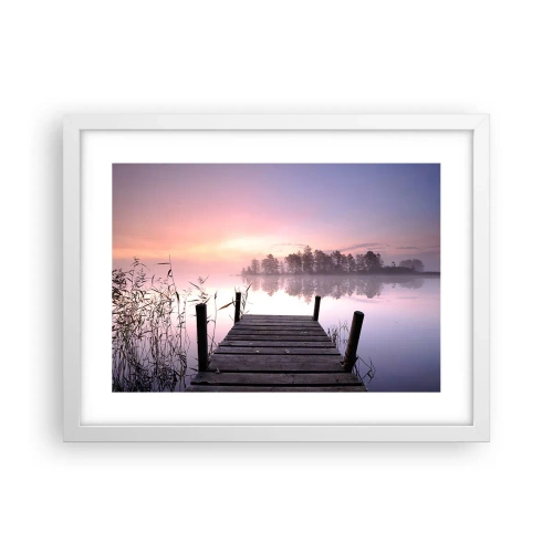 Plakat w białej ramie - Z liliowej mgły... - 40x30 cm