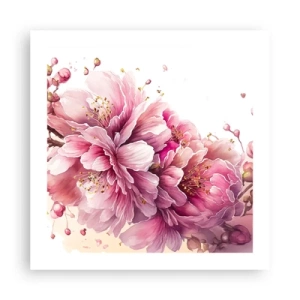 Plakat - Kwiat kwitnącej wiśni - 50x50 cm