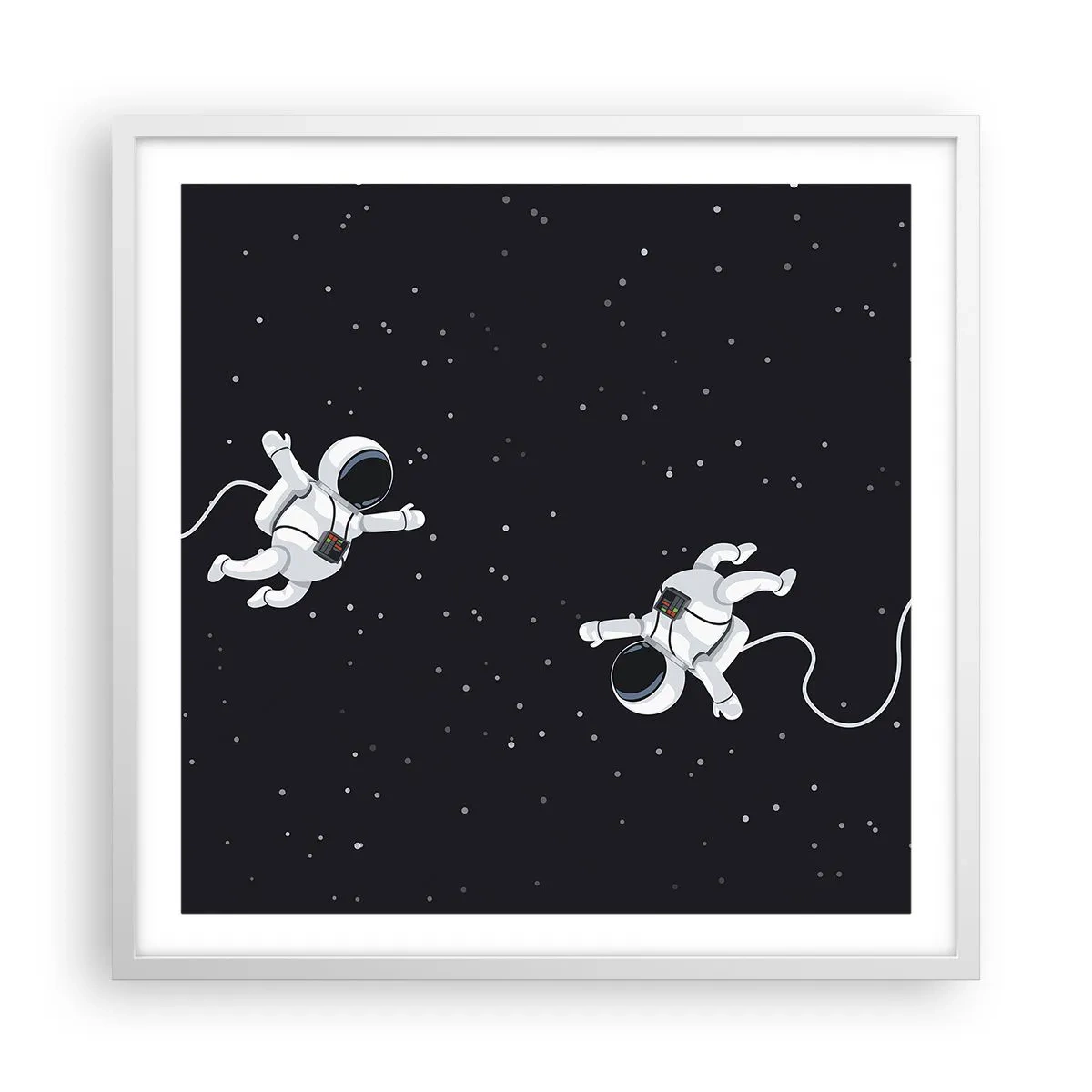 Plakat w białej ramie - Kosmiczny pląs - 60x60 cm