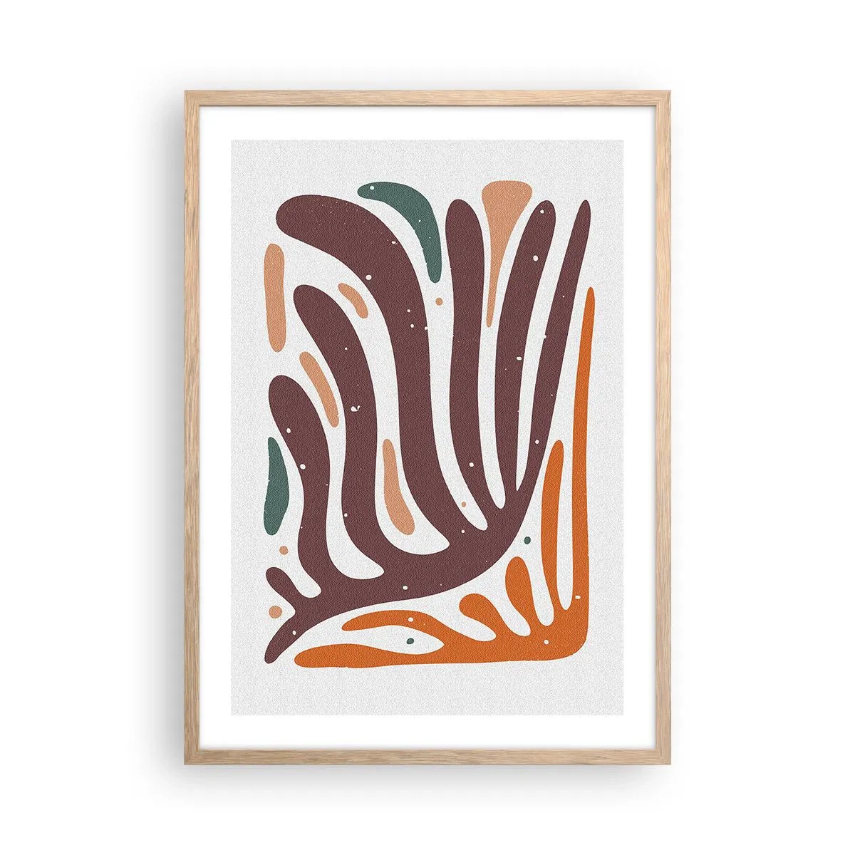 Plakat w ramie jasny dąb - Kompozycja organiczna promienista - 50x70 cm