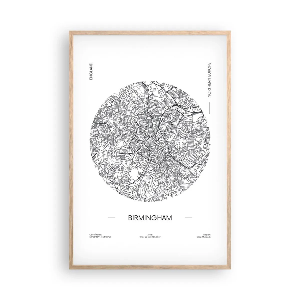 Plakat w ramie jasny dąb - Anatomia Birmingham - 61x91 cm