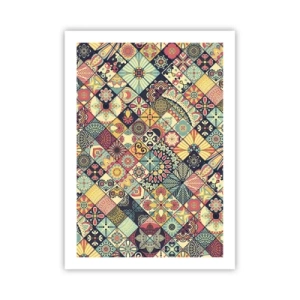Plakat - Kolorowy wzór w stylu mozaiki - 50x70cm - Marokańskie klimaty - Nowoczesna dekoracja ścienna do salonu, kuchni i sypialni ARTTOR