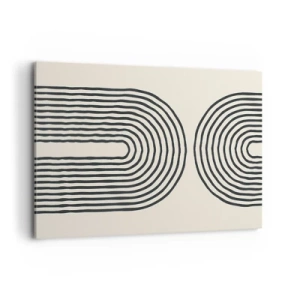 Obraz na płótnie - Abstrakcyjny wzór geometryczny z symetrycznymi liniami na jasnym tle - 120x80cm - Już za chwilę… - Nowoczesna dekoracja ścienna do salonu, kuchni i sypialni ARTTOR