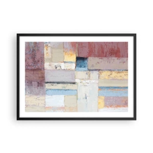 Plakat w czarnej ramie - Geometryczna kompozycja w pastelowych barwach - 70x50cm - Spokój geometrii - Nowoczesna dekoracja ścienna do salonu i sypialni ARTTOR