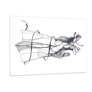 Obraz na szkle - Artystyczna ilustracja dłoni trzymającej kwiat - 120x80cm - Studium dotyku - Nowoczesna dekoracja ścienna do salonu, kuchni i sypialni ARTTOR