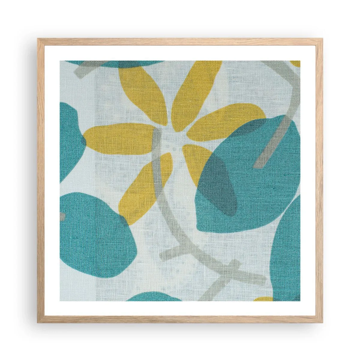 Plakat w ramie jasny dąb - Wśród lazurowych liści - 60x60 cm