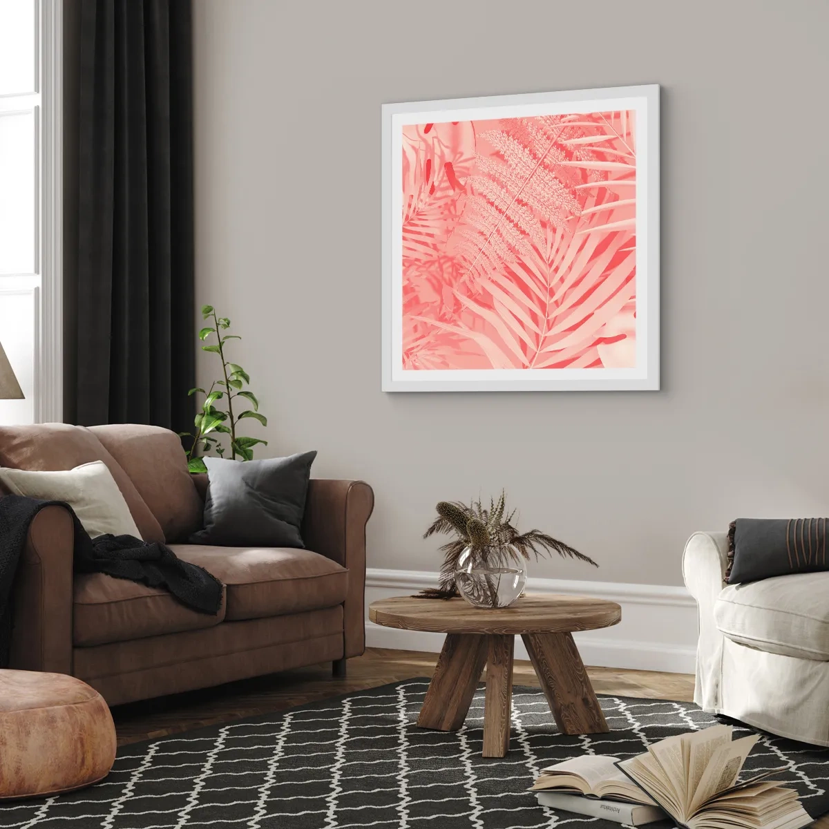 Plakat w białej ramie - Różowy koncept - 40x40 cm