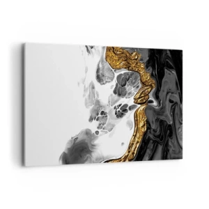 Obraz na płótnie - Abstrakcyjna kompozycja z akcentami złota i czerni - 120x80cm - Kompozycja organiczna - Nowoczesna dekoracja ścienna do salonu, kuchni i sypialni ARTTOR