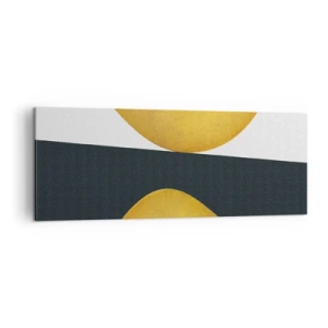 Obraz na płótnie - Geometryczne kształty w złocie na białym i ciemnym tle - 140x50cm - Po pierwsze: złoto - Nowoczesna dekoracja ścienna do salonu i sypialni ARTTOR