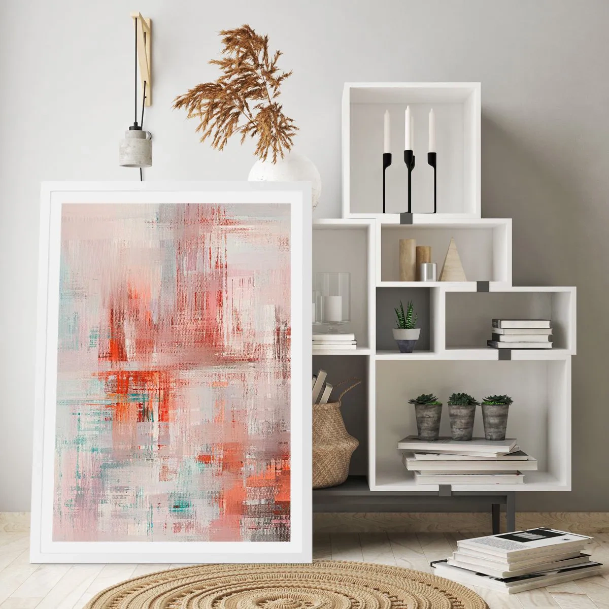 Plakat w białej ramie - Zamglone. Ale różowe - 50x70 cm