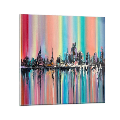 Obraz na szkle - Spłynąć światłem nocy - 40x40 cm