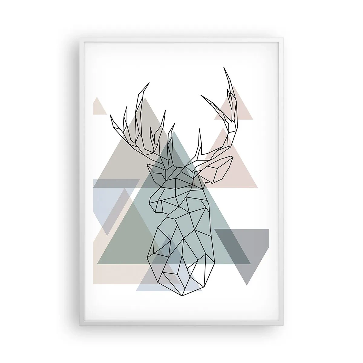 Plakat w białej ramie - W geometrycznym lesie - 70x100 cm