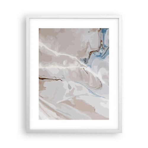 Plakat w białej ramie - Błękitne meandry pod bielą - 40x50 cm