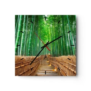 Zegar ścienny - Ścieżka w gęstym bambusowym lesie - 30x30cm - Esencja azjatyckiej natury - Nowoczesna dekoracja ścienna do salonu i sypialni ARTTOR
