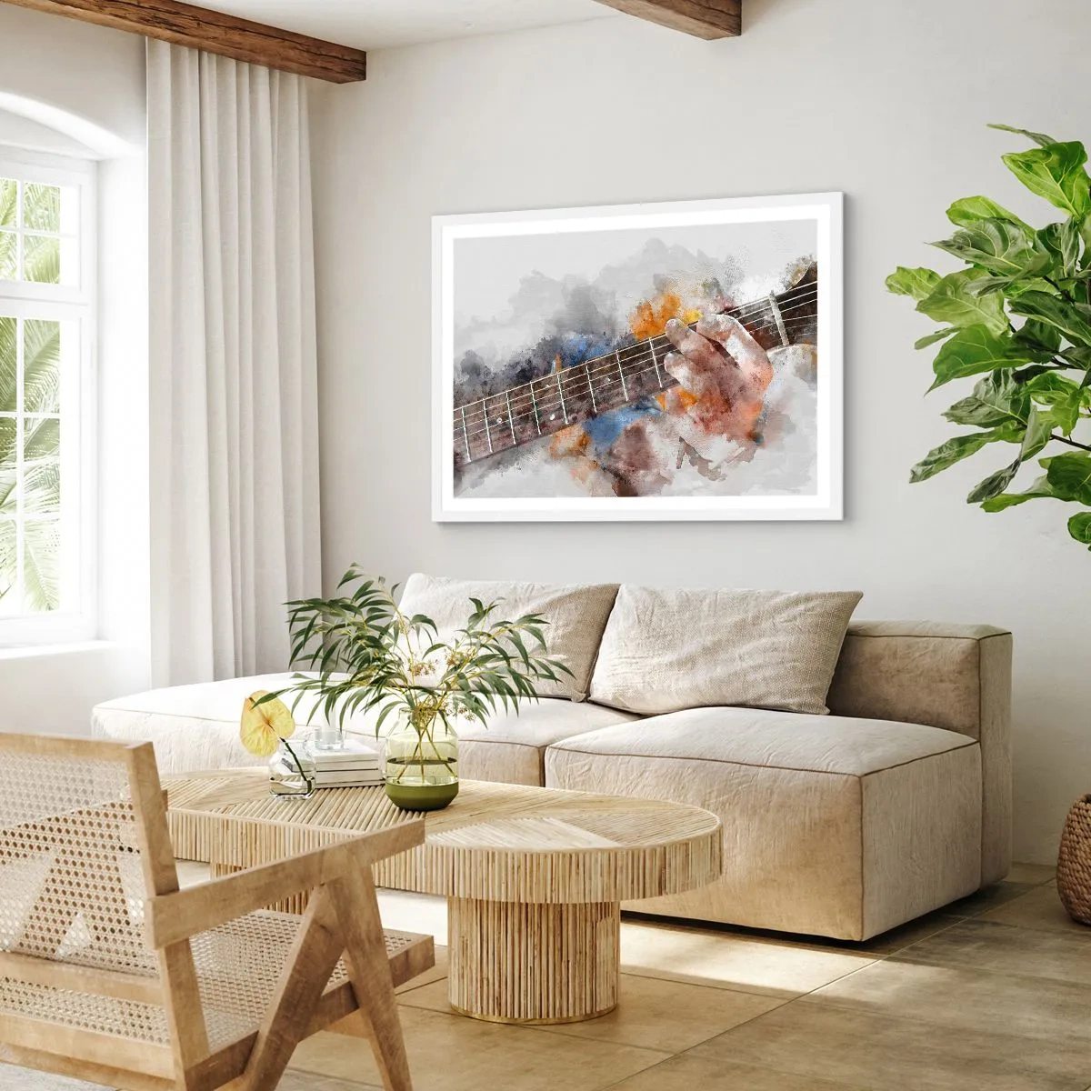 Plakat w białej ramie - Poezja między strunami - 100x70 cm