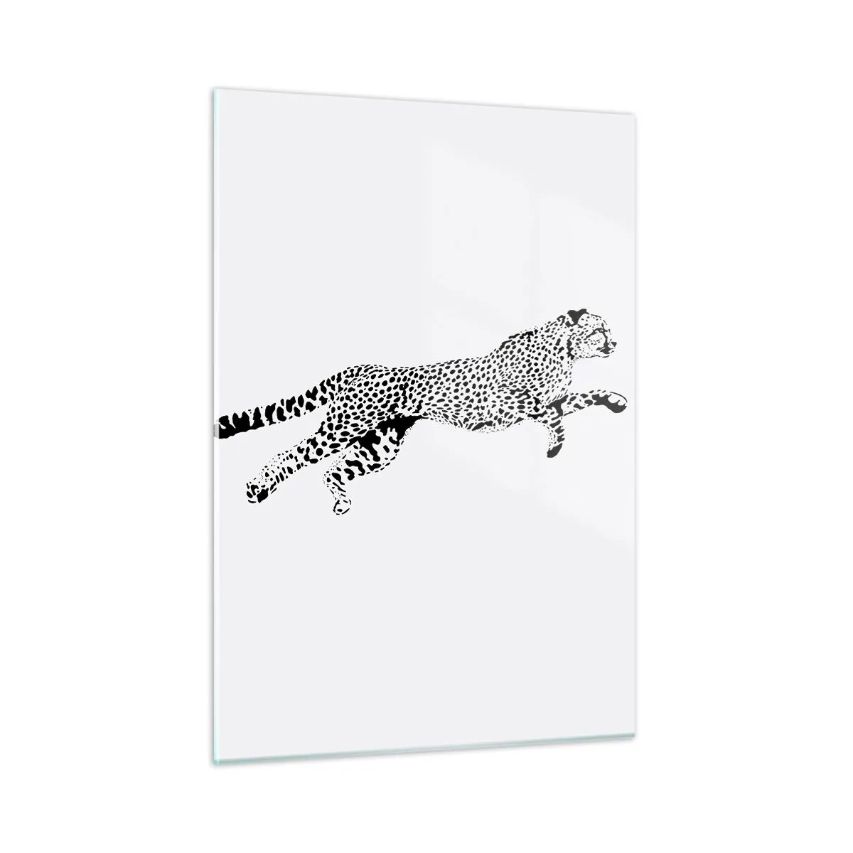 Obraz na szkle - Ilustracja przedstawiająca geparda w skoku - 50x70cm - Najszybszy na Ziemi - Nowoczesna dekoracja ścienna do salonu, kuchni i sypialni ARTTOR