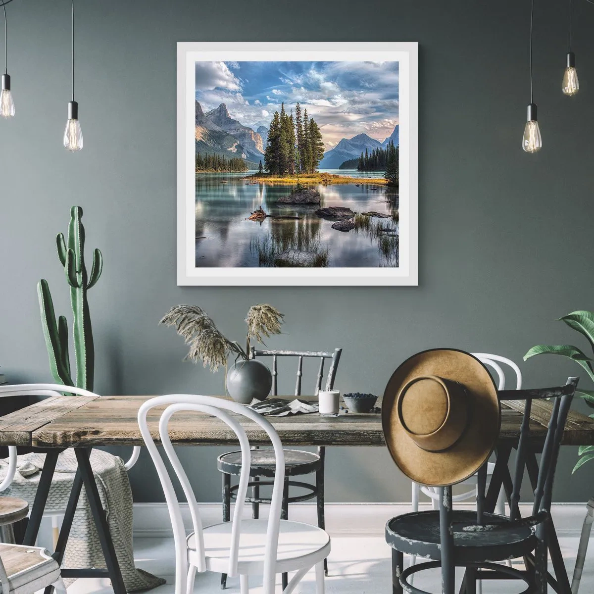 Plakat w białej ramie - Nad wodą wielką i czystą… - 40x40 cm