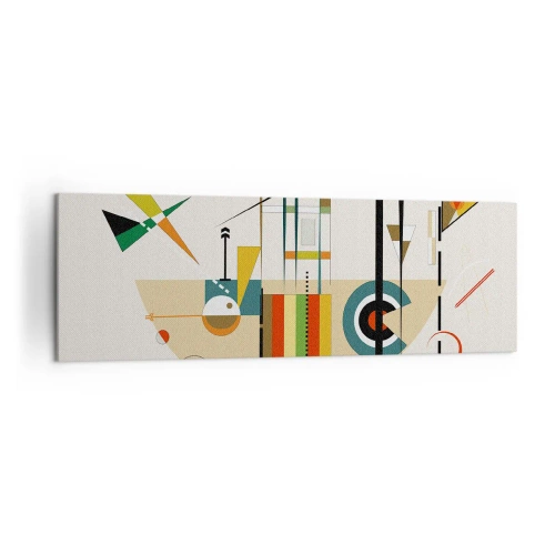 Obraz na płótnie - Kolorowa abstrakcja z geometrycznymi kształtami - 160x50cm - I świat się śmieje - Nowoczesna dekoracja ścienna do salonu i sypialni ARTTOR