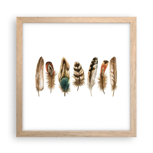 Plakat w ramie jasny dąb - Pierzasta wariacja - 30x30 cm