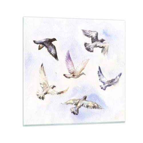 Obraz na szkle - Wolność w szarości i błękicie - 50x50 cm