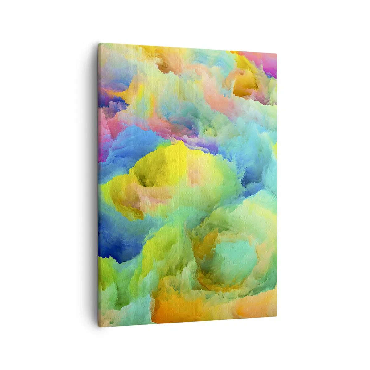 Obraz na płótnie - Abstrakcyjne, wielokolorowe obłoki przypominające puch - 50x70cm - Tęczowy puch - Nowoczesna dekoracja ścienna do salonu, kuchni i sypialni ARTTOR