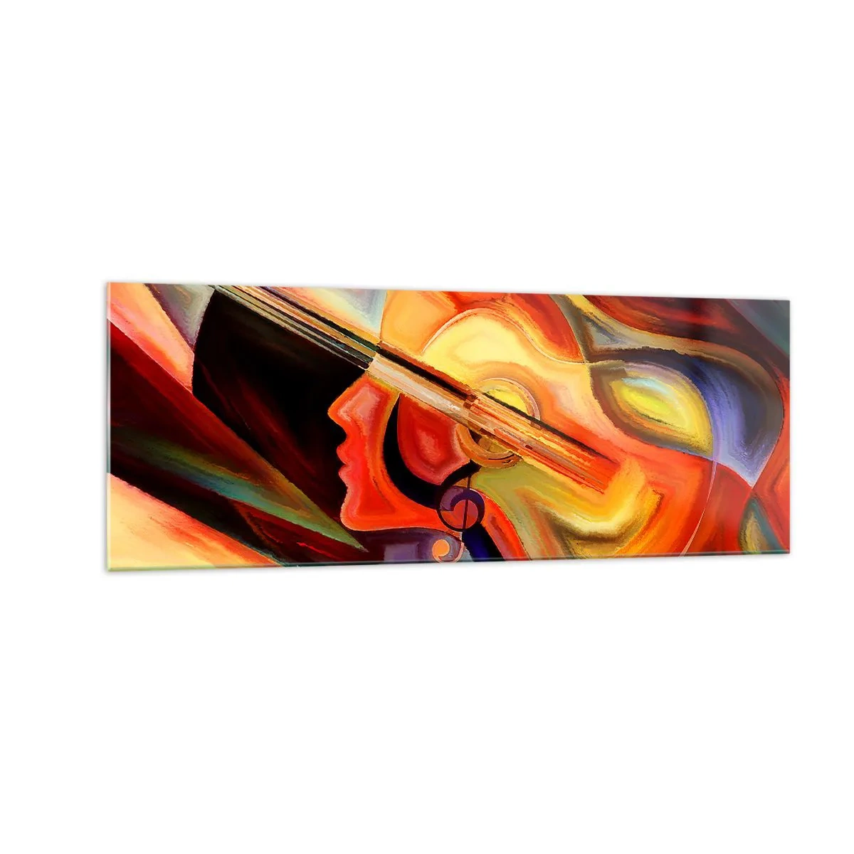 Obraz na szkle - Kolorowa abstrakcja inspirowana muzyką i gitarą - 140x50cm - Wszystko gra - Nowoczesna dekoracja ścienna do salonu i sypialni ARTTOR