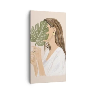 Obraz na płótnie - Tajemniczy portret z wachlarzem - 55x100 cm