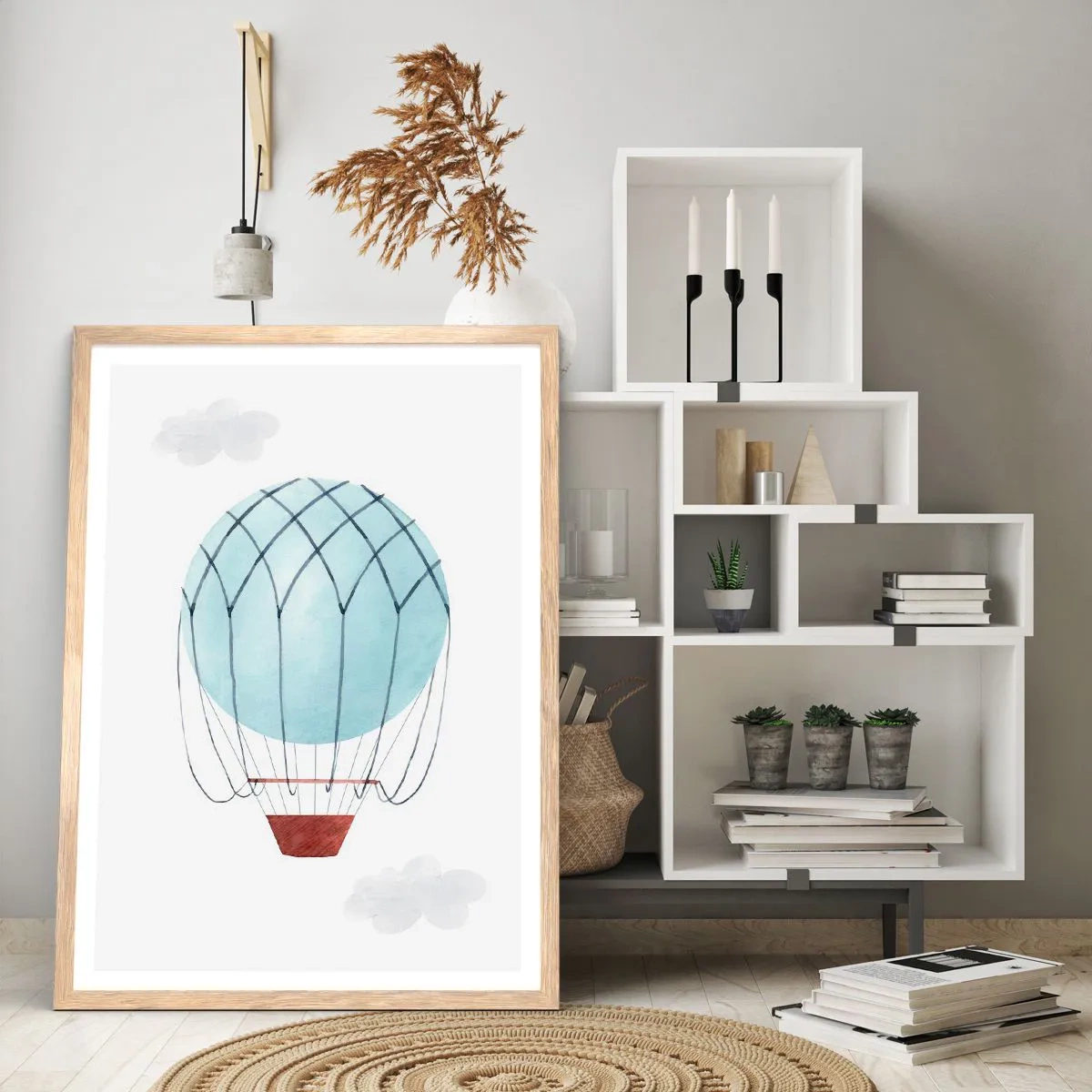 Plakat w ramie jasny dąb - Cały w chmurach - 70x100 cm