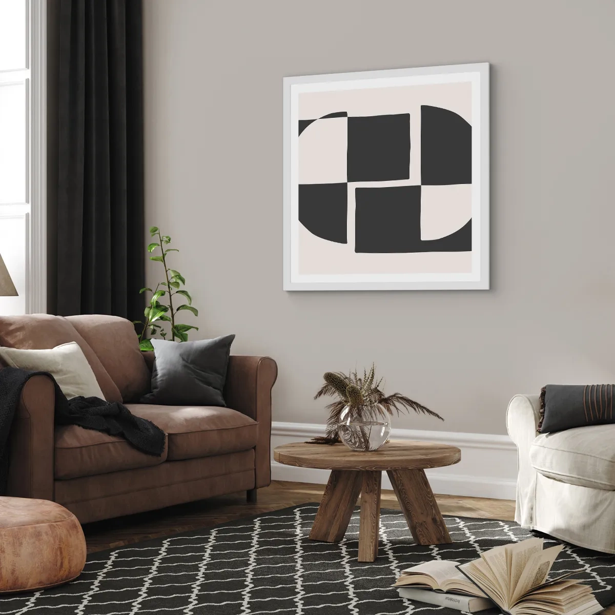 Plakat w białej ramie - Antyteza – synteza - 60x60 cm