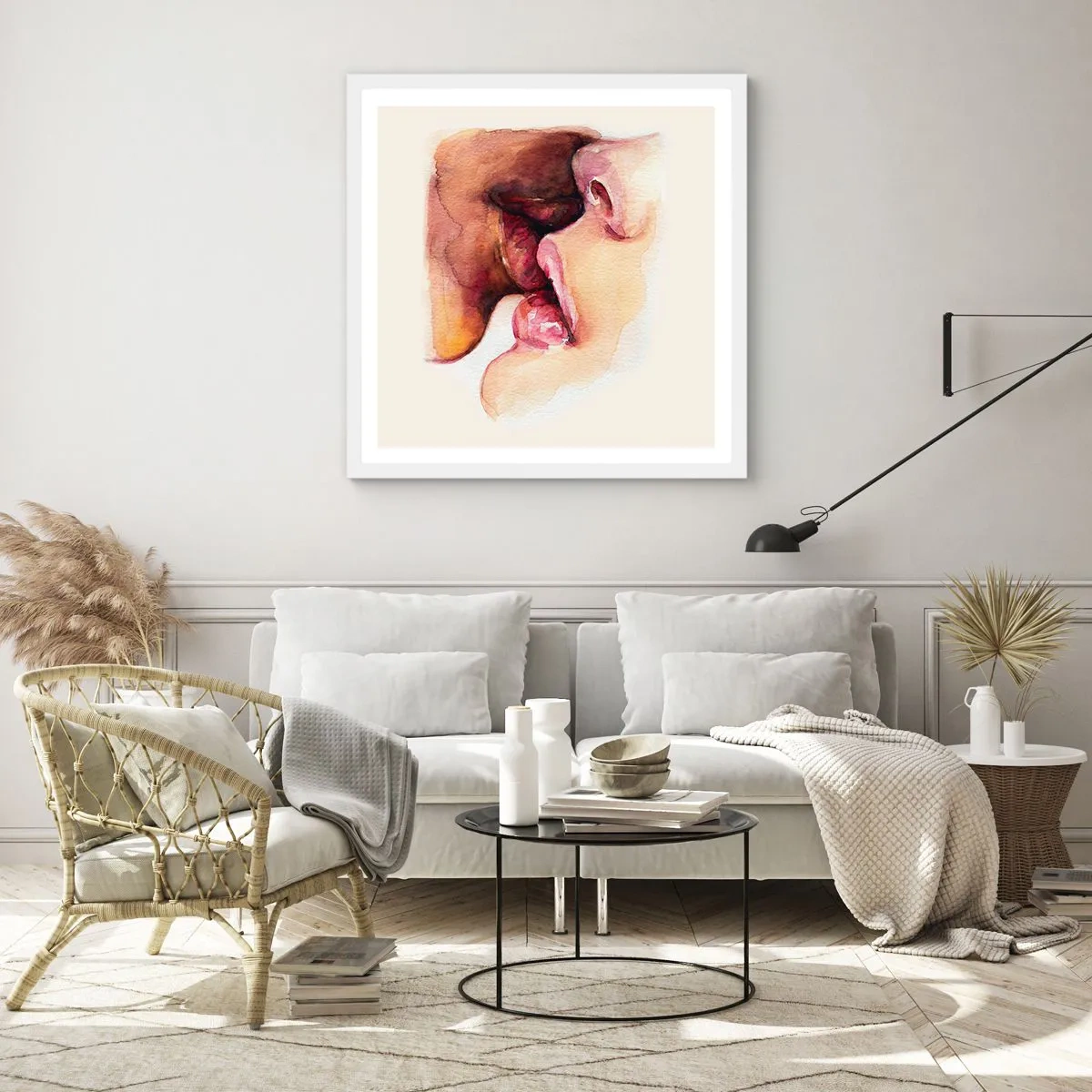 Plakat w białej ramie - Jak noc i dzień, ziemia i niebo - 60x60 cm