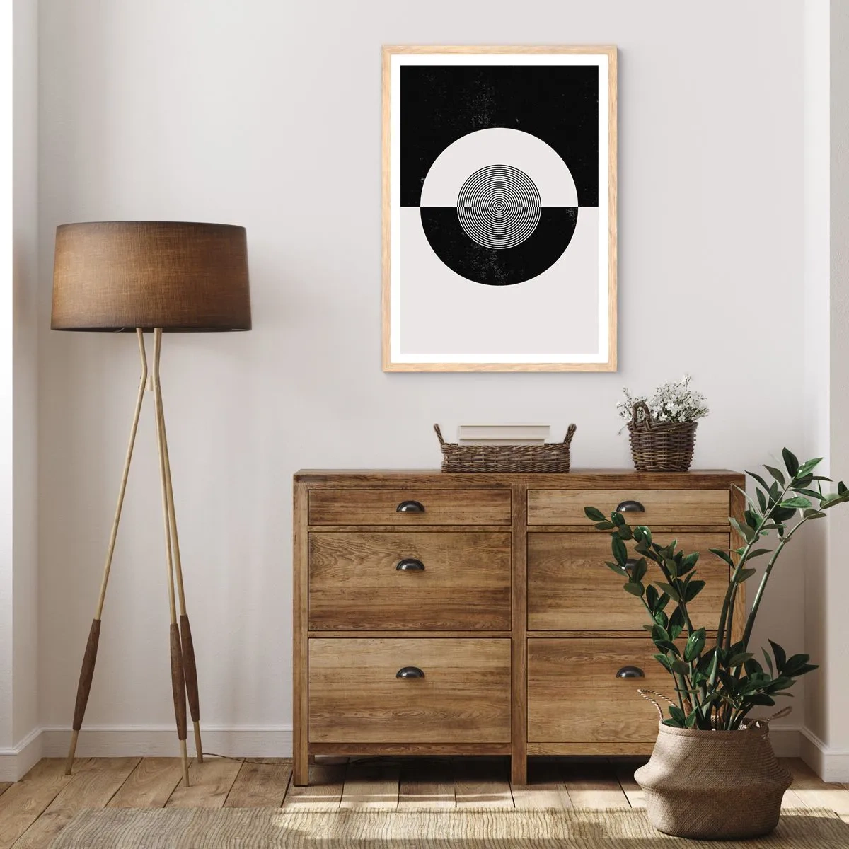 Plakat w ramie jasny dąb - Harmonia w czerni i bieli - 30x40 cm