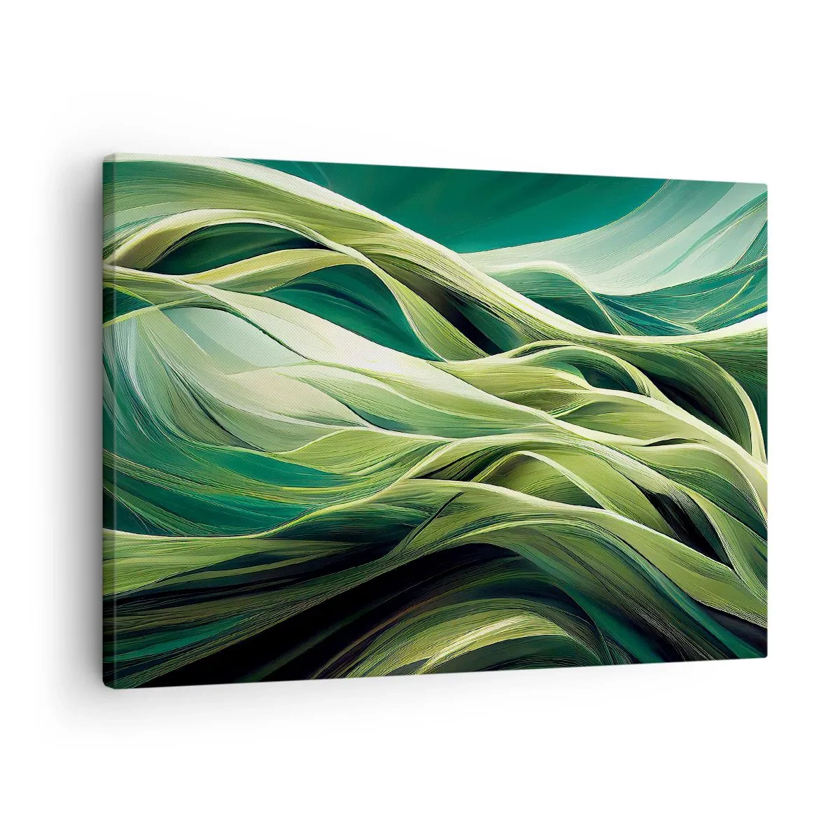 Obraz na płótnie - Dynamiczne linie w odcieniach zieleni - 70x50cm - Abstrakcyjna gra w zielone - Nowoczesna dekoracja ścienna do salonu i sypialni ARTTOR