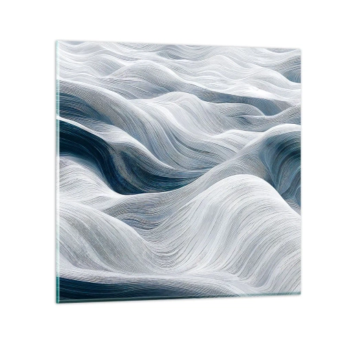Obraz na szkle - Biało-błękitne fale - 70x70 cm