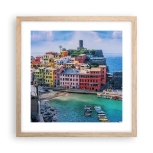 Plakat w ramie jasny dąb - Śródziemnomorskie magiczne miasteczko - 40x40 cm