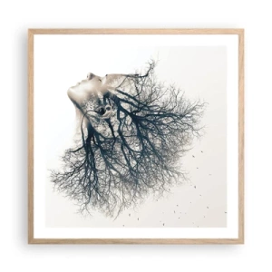 Plakat w ramie jasny dąb - Zasłuchana w szept drzewa - 60x60 cm