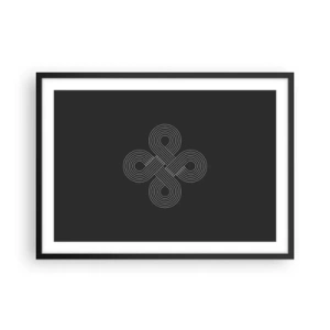 Plakat w czarnej ramie - Celtycki wzór w minimalistycznym stylu na czarnym tle - 70x50cm - W duchu celtyckim - Nowoczesna dekoracja ścienna do salonu i sypialni ARTTOR