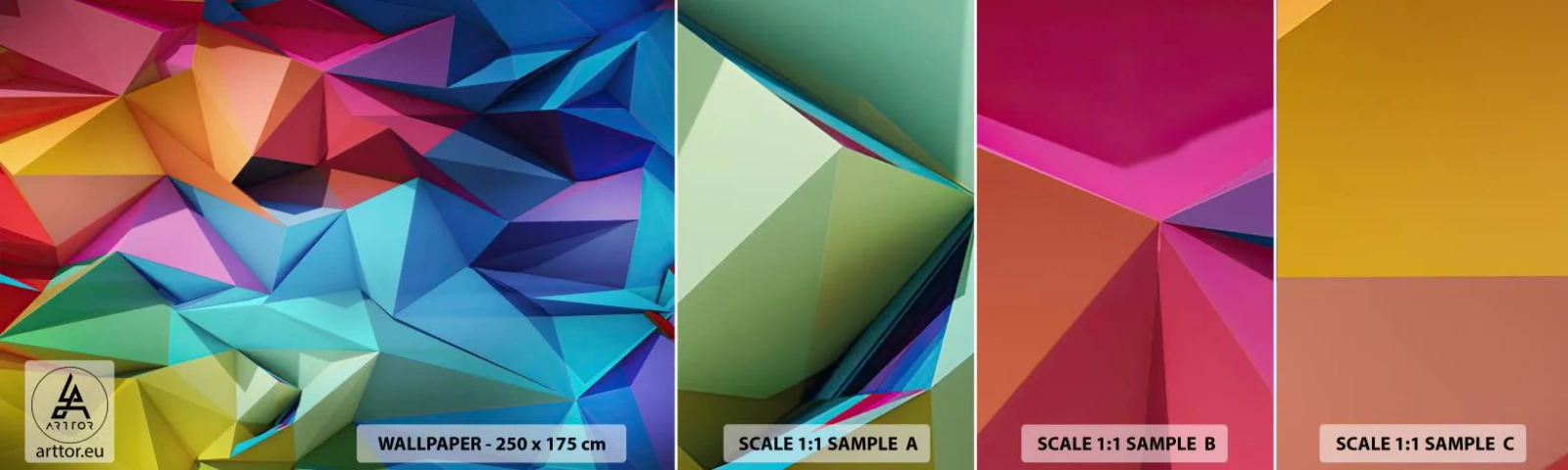 Fototapeta Próbka Standard Eco - Tęczowe origami - Abstrakcja, 3D, Grafika - 100x30 cm