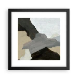 Plakat w czarnej ramie - Abstrakcja: rozstaje szarości - 30x30 cm