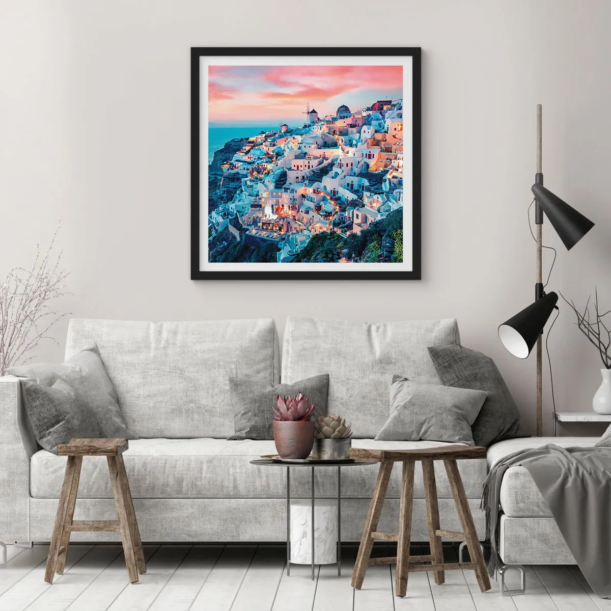 Plakat w czarnej ramie - Twoje wielkie greckie wakacje - 50x50 cm