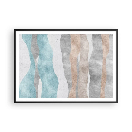 Plakat w czarnej ramie - Abstrakcyjne pasy w pastelowych odcieniach - 100x70cm - Studium bliskości - Nowoczesna dekoracja ścienna do salonu i sypialni ARTTOR