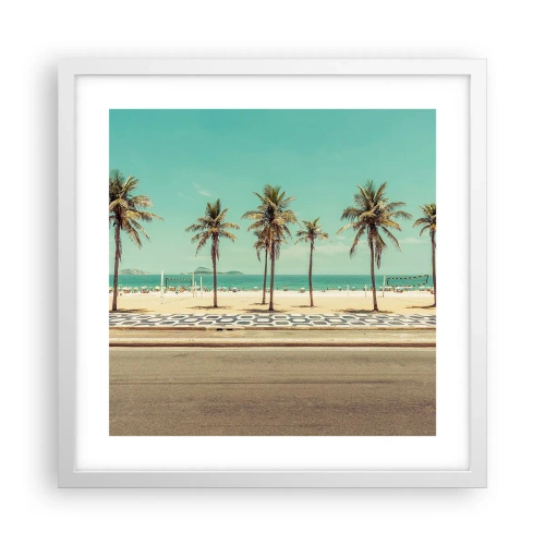 Plakat w białej ramie - Na straży plaży - 40x40 cm